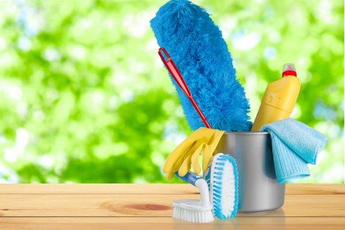 Cleaning technician preparing equipment for a safe carpet cleaning job in Willesden